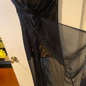 Body Central Black and Gold Asymmetrical Dress